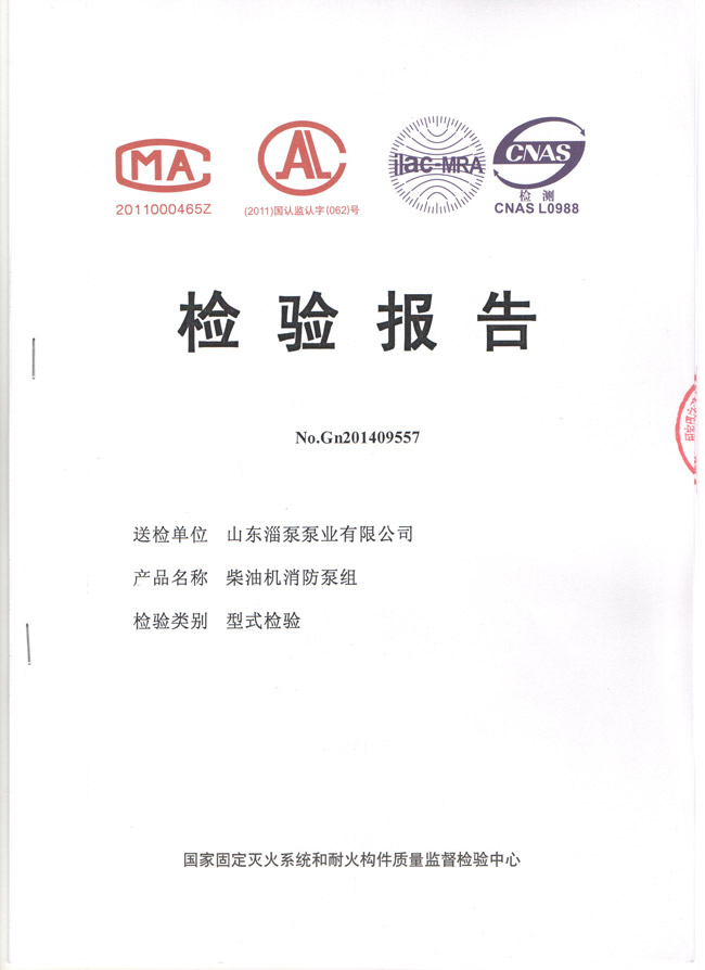 消防泵检验报告