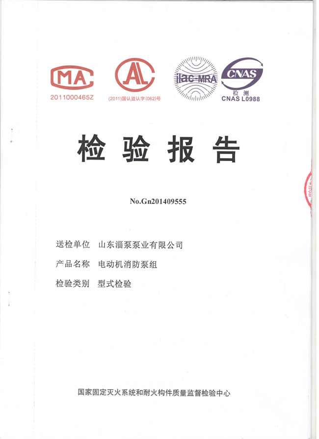 ISG消防泵检验报告